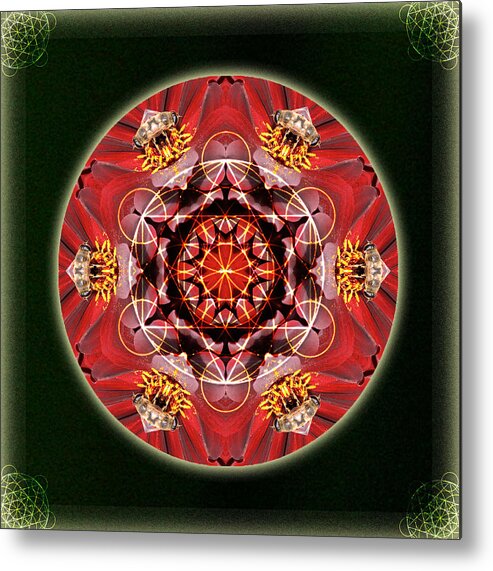 Mandala Metal Print featuring the mixed media Bee Green by Alicia Kent