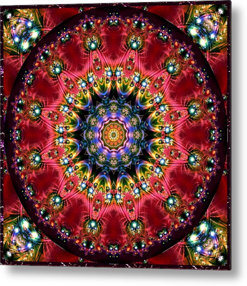 Kaleidoscope Metal Print featuring the digital art Bejewelled Mandala No 4 by Charmaine Zoe