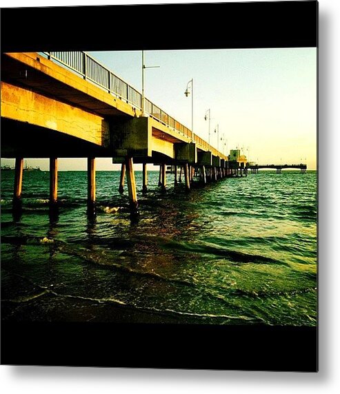 Skylover Metal Print featuring the photograph Belmont Shore Pier by Heather Ennis