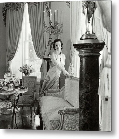 Architecture Metal Print featuring the photograph Betty Ford In The Oval Room Of The White House by Horst P. Horst