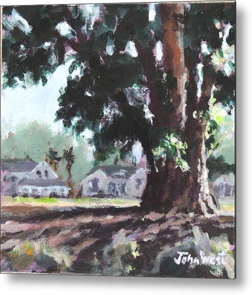 Pleasanton Park Metal Print featuring the painting Big Tree by John West