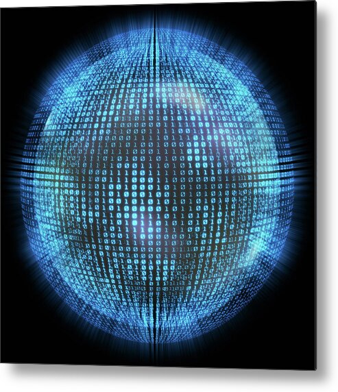 Nobody Metal Print featuring the photograph Binary Code On A Sphere by Ktsdesign
