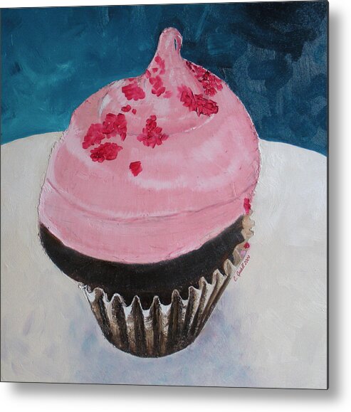 Cupcake Metal Print featuring the painting Bite Me by Claudia Goodell