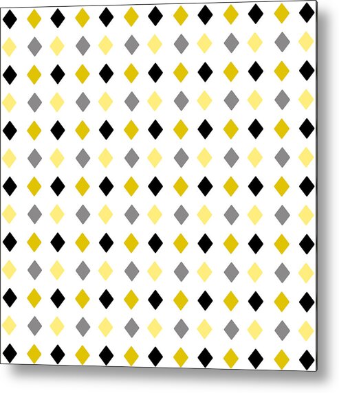 Black Metal Print featuring the mixed media Black and Gold Diamond Pattern by Christina Rollo
