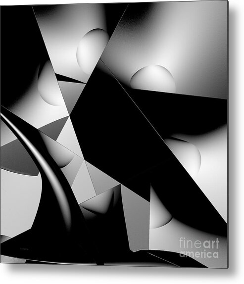 Abstract Metal Print featuring the digital art Black and White by Greg Moores