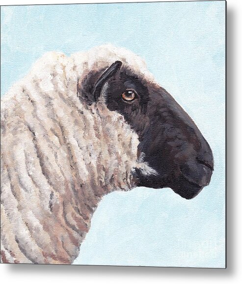 Sheep Metal Print featuring the painting Black Face Sheep by Charlotte Yealey