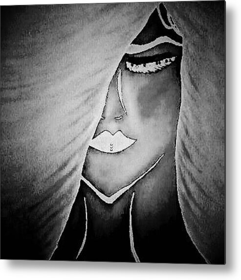 Painting Paint Edit Art Artist Woman Lady Female Background Design Designer Lips Eyes Face Metal Print featuring the photograph black White painting edit by Candy Floss Happy