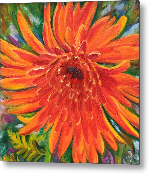 Chrysanthemum Metal Print featuring the painting Bloom by Trina Teele