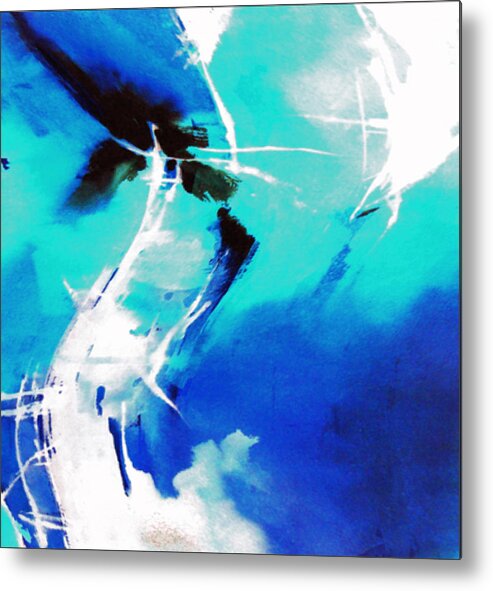 Abstract Metal Print featuring the painting Blue Abstract by Anil Nene