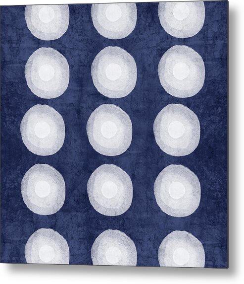 Blue Metal Print featuring the painting Blue and White Shibori Balls by Linda Woods