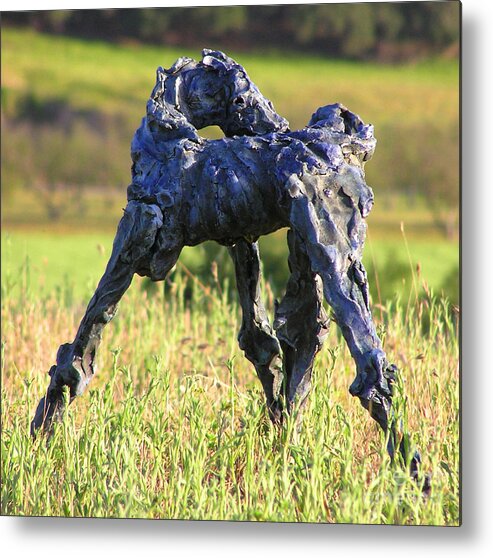Horse Sculpture Metal Print featuring the sculpture Blue Bolt by Valerie Freeman