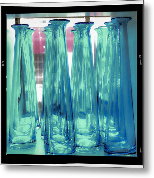 Blue Metal Print featuring the photograph Blue Bottles by Craig Perry-Ollila