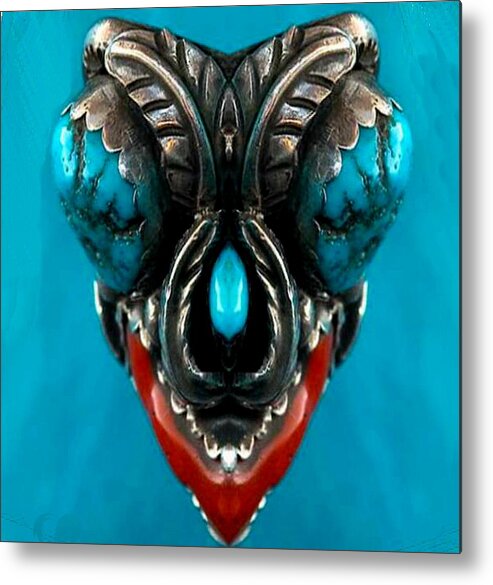 Turquoise Metal Print featuring the digital art Blue Eyes by Mary Russell