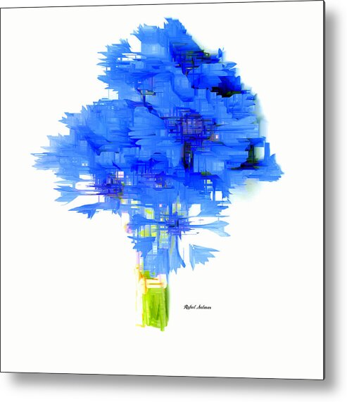Blue Metal Print featuring the digital art Blue Flower Bouquet by Rafael Salazar