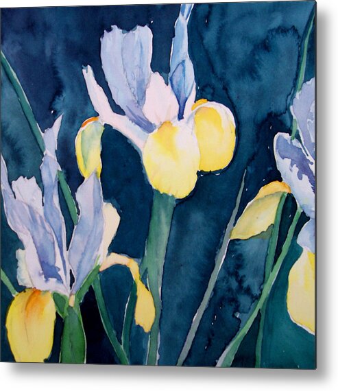 Flowers Metal Print featuring the painting Blue Iris by Philip Fleischer