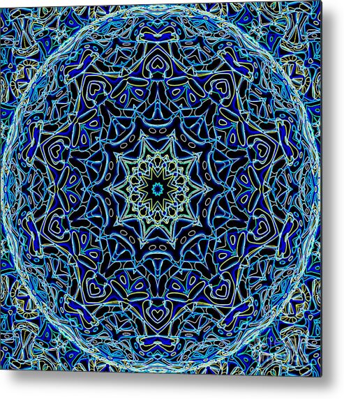 Abstract Metal Print featuring the digital art Blue Planet by Ron Brown