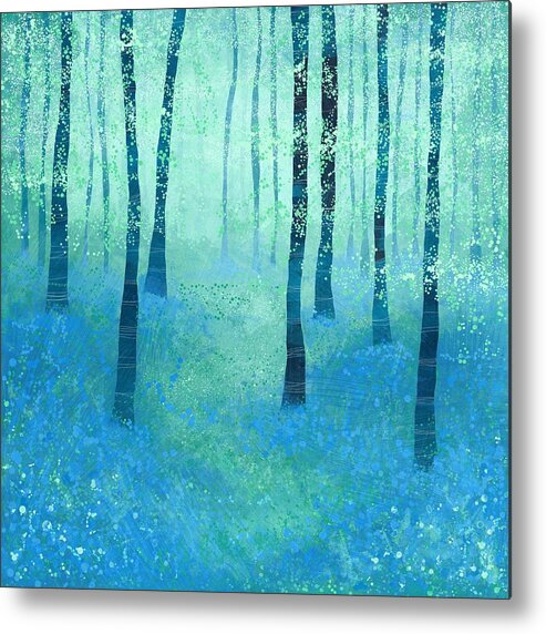 Blue Metal Print featuring the painting Bluebells Challock by Nic Squirrell