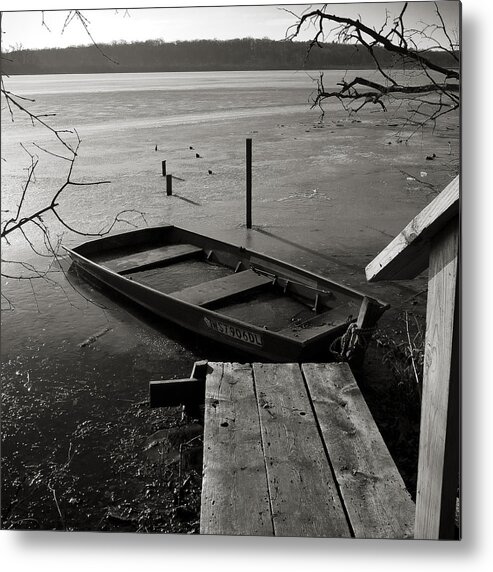 Wingra Metal Print featuring the photograph Boat in Ice - Lake Wingra - Madison - WI by Steven Ralser