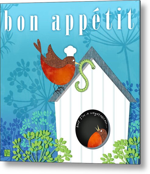 Birds Metal Print featuring the digital art Bon Appetit by Valerie Drake Lesiak
