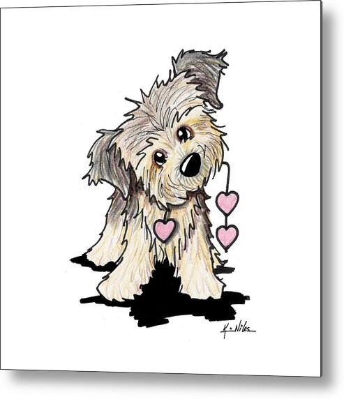 Border Terrier Metal Print featuring the drawing Border Terrier Heart Strings by Kim Niles