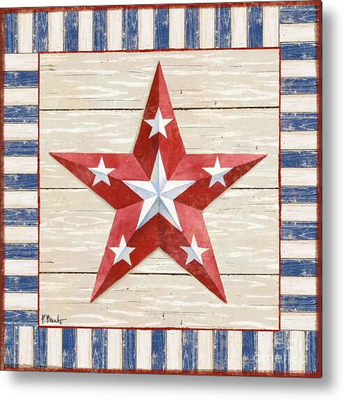 America Metal Print featuring the painting Bordered Patriotic Barn Star IV by Paul Brent
