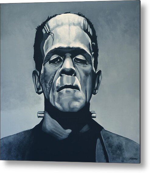 Frankenstein Metal Print featuring the painting Boris Karloff as Frankenstein by Paul Meijering
