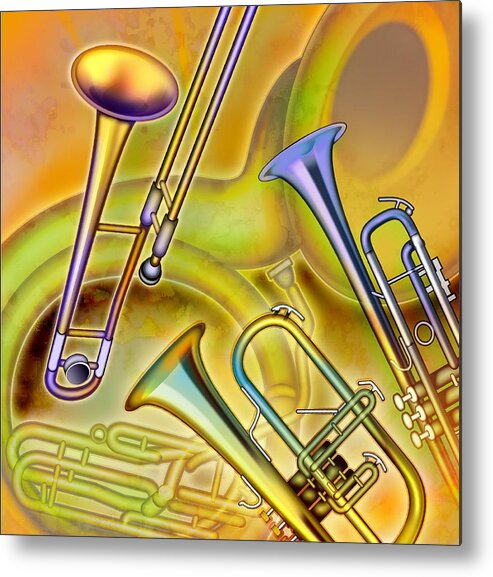 Brass Instruments Metal Print featuring the photograph Brass Instruments by Design Pics Eye Traveller