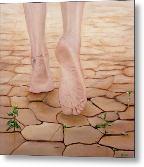 Prophetic Spiritual Christian Faith Biblical Feet Metal Print featuring the painting Bringing Forth Life by Jeanette Sthamann