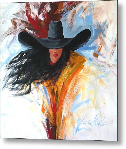 Cowgirl Metal Print featuring the painting Brushstroke Cowgirl by Lance Headlee