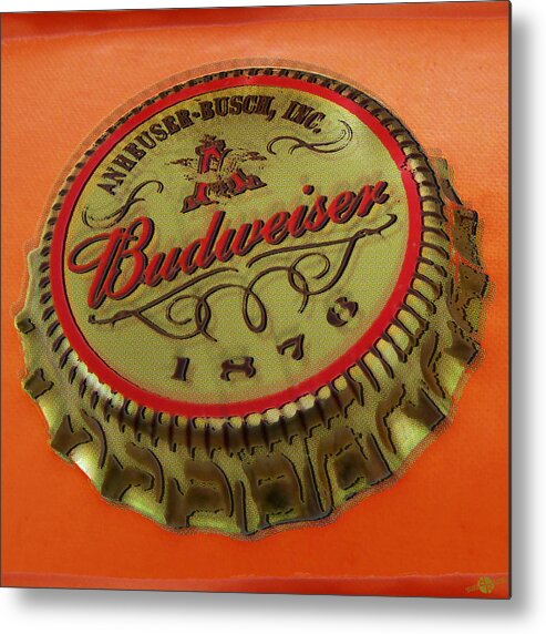 Budweiser Metal Print featuring the painting Budweiser Cap by Tony Rubino