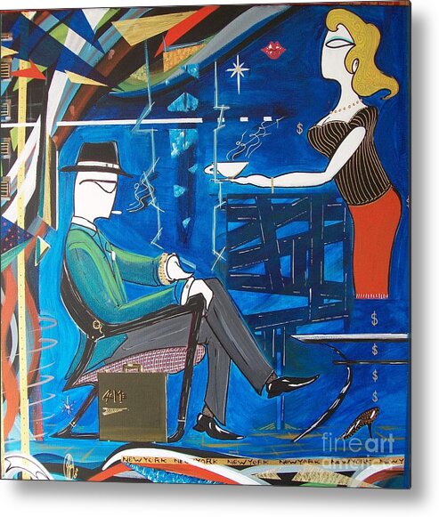 Mad Men Metal Print featuring the painting Businessman Sitting in Chair by John Lyes