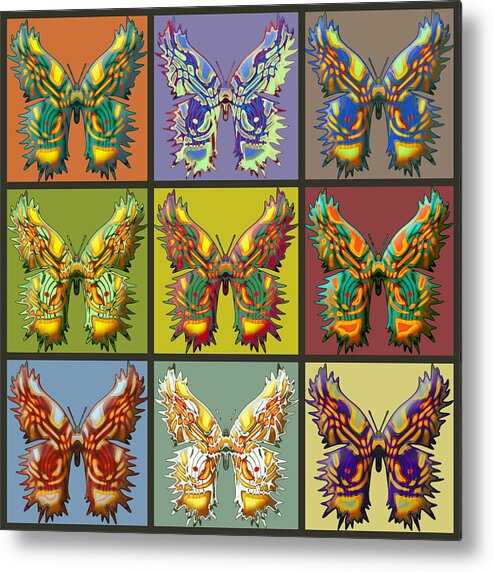 Butterflies Metal Print featuring the digital art Butterfly Blocks by Deborah Runham