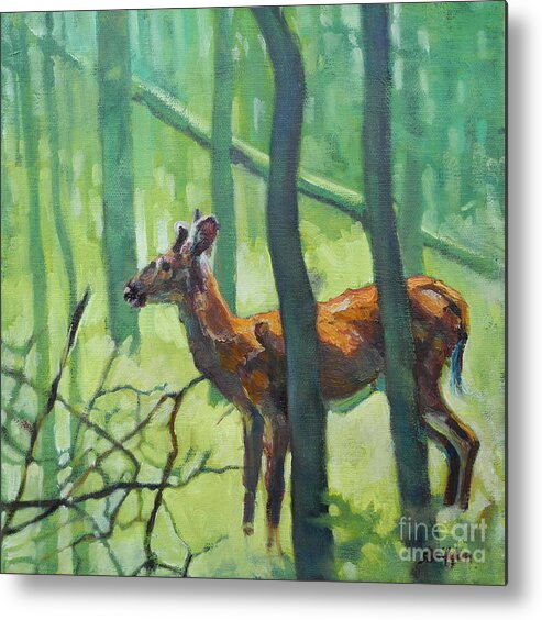 Deer Metal Print featuring the painting Button Buck by Patricia A Griffin