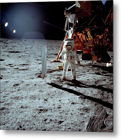 Aldrin Metal Print featuring the photograph Buzz Aldrin Walking On The Moon by Nasa/science Photo Library