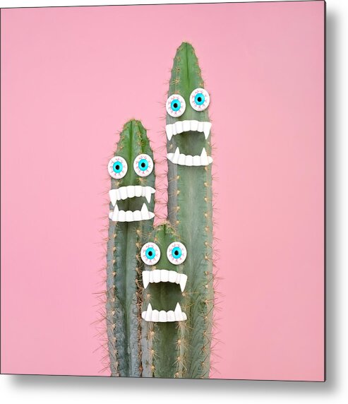 Holiday Metal Print featuring the photograph Cactus Plant With Teeth And Eyes by Juj Winn