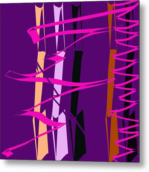 Doodle Metal Print featuring the digital art Calligraphic Doodle with Pink by Mary Bedy