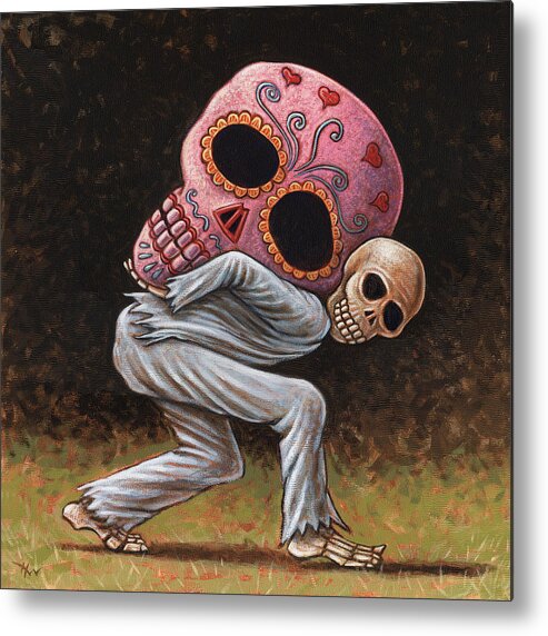 Skull Metal Print featuring the painting Caprichos Calaveras #4 by Holly Wood