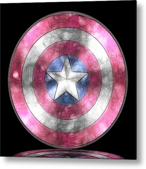 Captain America Digital Metal Print featuring the painting Captain America Shield digital painting by Georgeta Blanaru