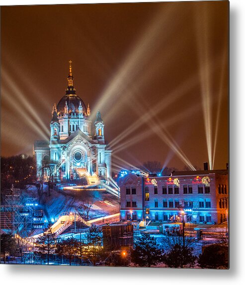 Long Exposure Metal Print featuring the photograph Cathedral Of St Paul Ready for Red bull crashed Ice by Paul Freidlund