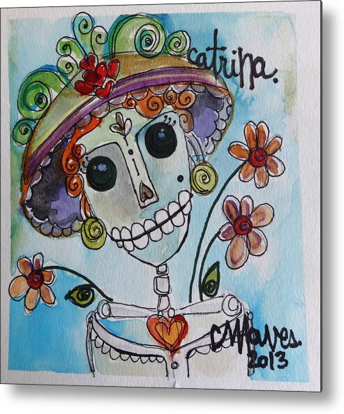 Dia De Los Muertos Metal Print featuring the painting Catrina 2013 by Laurie Maves ART
