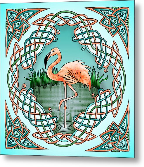  Metal Print featuring the drawing Celtic Flamingo Art by Kristen Fox