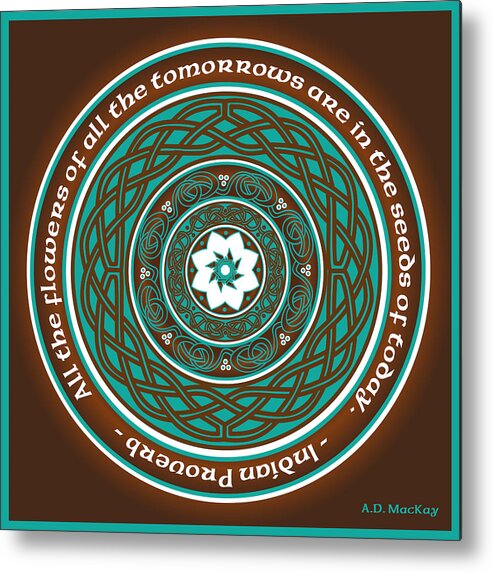Celtic Art Metal Print featuring the digital art Celtic Lotus Mandala by Celtic Artist Angela Dawn MacKay