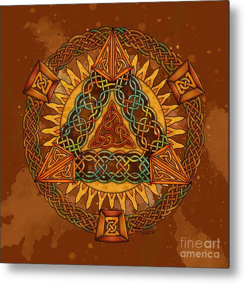 Artoffoxvox Metal Print featuring the mixed media Celtic Pyramid Mandala by Kristen Fox