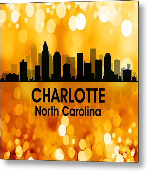 Charlotte Metal Print featuring the mixed media Charlotte NC 3 Squared by Angelina Tamez