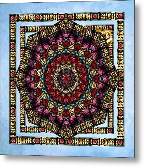 stained Glass Metal Print featuring the digital art Cherub Window Kaleidoscope by Deborah Smith