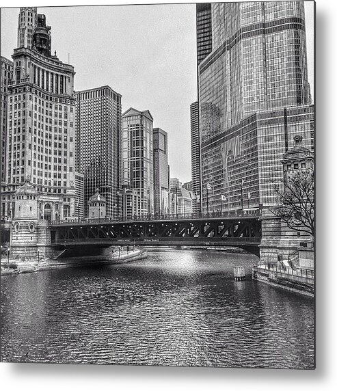 Bridge Metal Print featuring the photograph #chicago #blackandwhite #urban by Paul Velgos