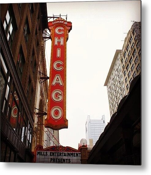 Downtown Metal Print featuring the photograph #chicago #chicagotheater #architecture by Brittney Benigno