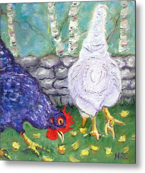 Chicken Metal Print featuring the photograph Chicken Neighbors by Natalie Rotman Cote