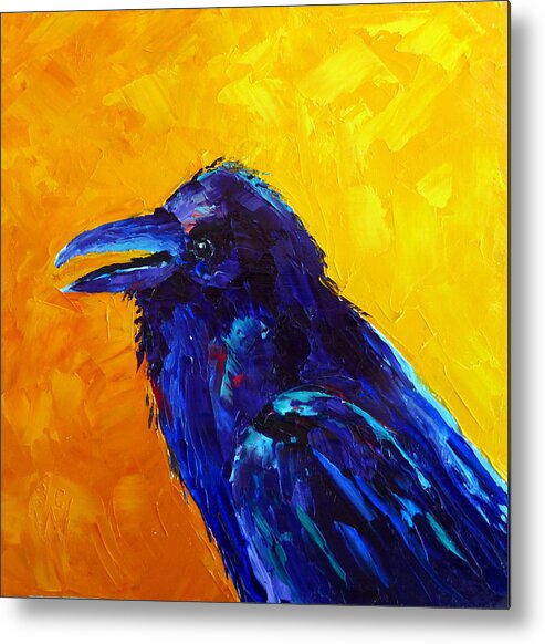 Oil Painting Of Raven Metal Print featuring the painting Chihuahuan Raven by Susan Woodward