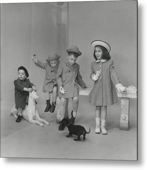 Fashion Metal Print featuring the photograph Children Wearing Coats And Hats by Frances McLaughlin-Gill